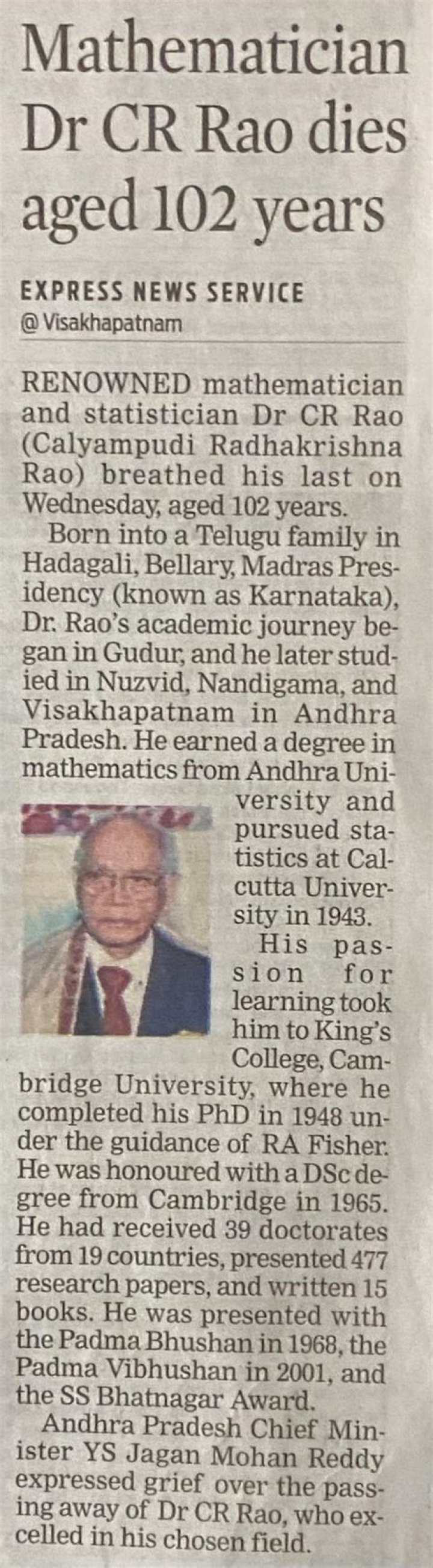 
CR Rao Death and Cause: How Did Mathematical Statistician Die? 